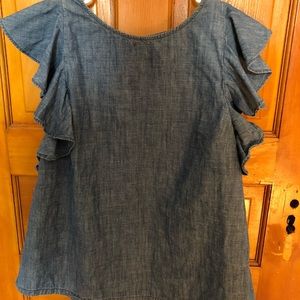 Ruffle Sleeve Denim Top